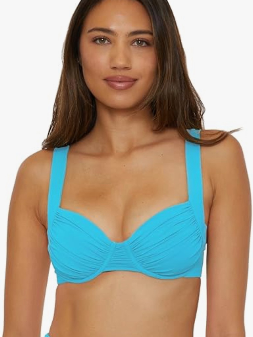 NWT BECCA Color Code Capri Blue Shirred Underwire Bikini Top 853557 Swim